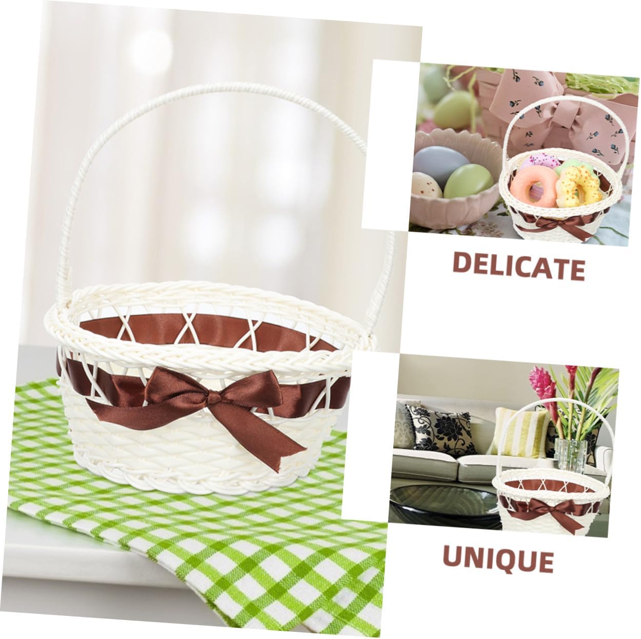 Handwoven Imitation Rattan Basket for Storage Decoration Portable image 3