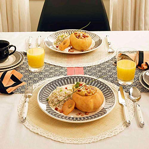 Conjunto com 6 Pratos Raso Biona Nativa Branco/Preto