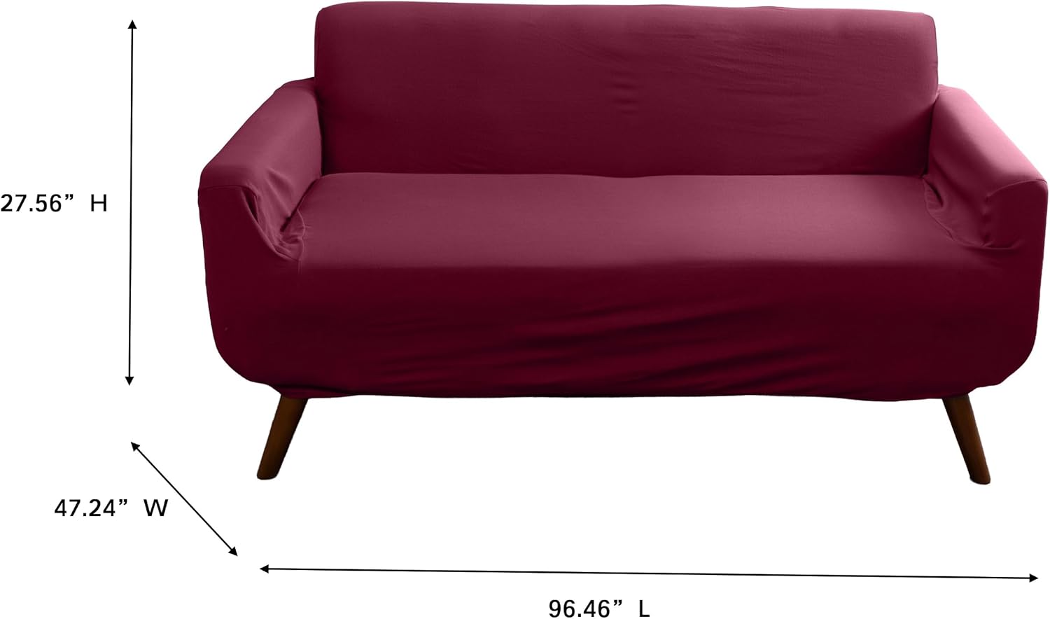 Home Details Stretch Pique Loveseat Slipcover Burgundy Color | Furniture Protector | 2 Cushion Couch Cover