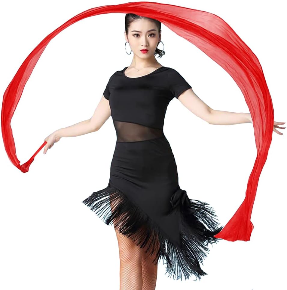 Aumulen 4M Dance Streamer Gymnastics Dance Ribbons Belly Dance Real Silk Ribbon Throw Streamer with Rod, Church Worship Adoration Dance Banner, Beginners Practice Streamers