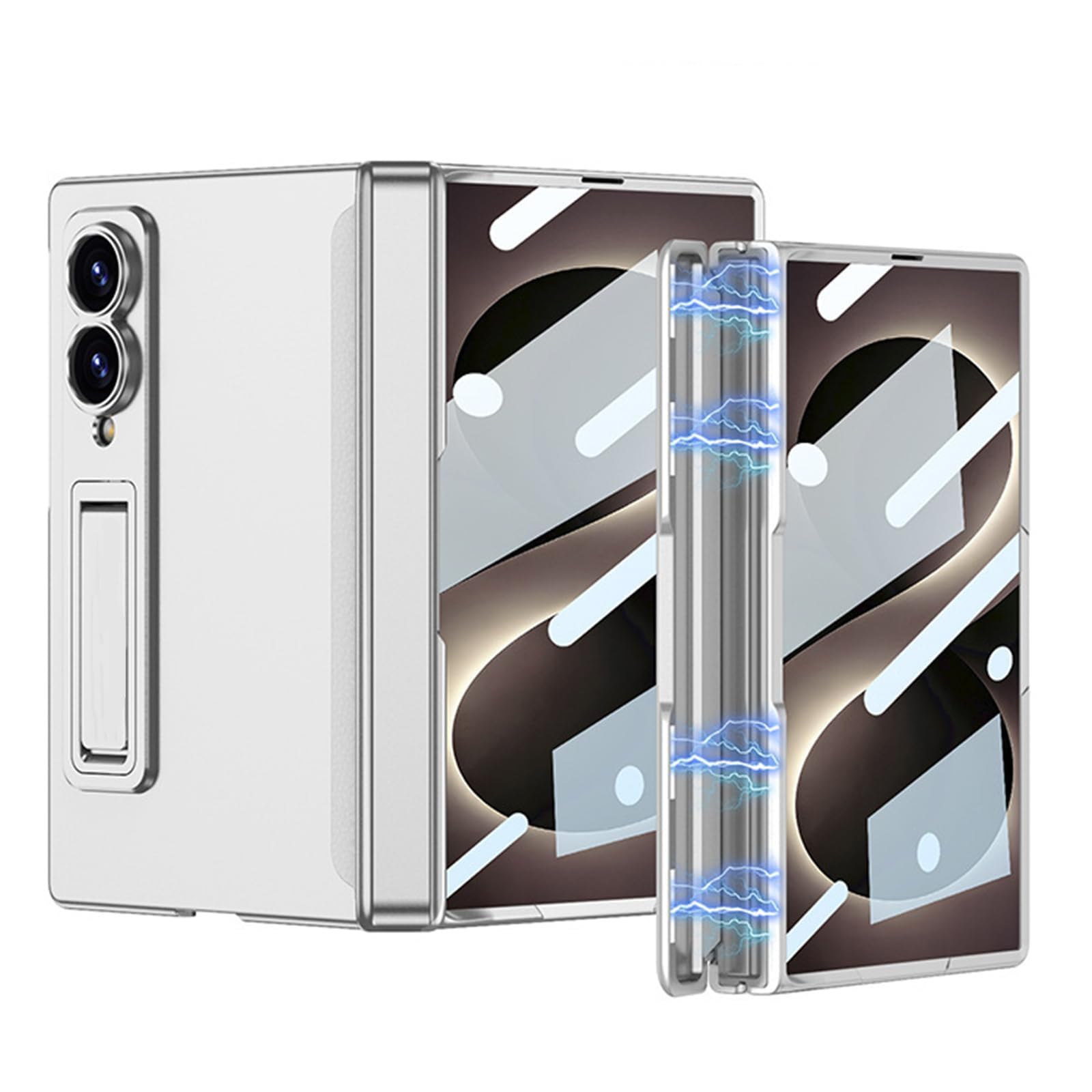Custodia Per Samsung Galaxy Z Fold 8, Resistente Ultra Sottile Case | With Proteggi Schermo Graffi Staffa Guscio(Silver)