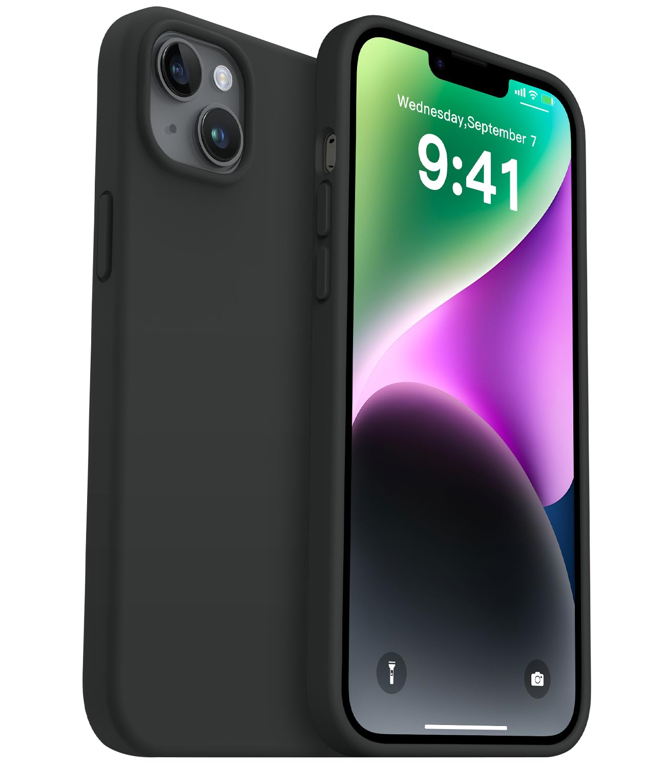 AOTESIER Compatible with iPhone 14 Plus Case, Full Body Food-Grade Silicone Wear-Resistant, Anti-Drop Protection with Soft Anti-Scratch Microfiber Lining Phone Case 14 Plus, 6.7 inch, Black