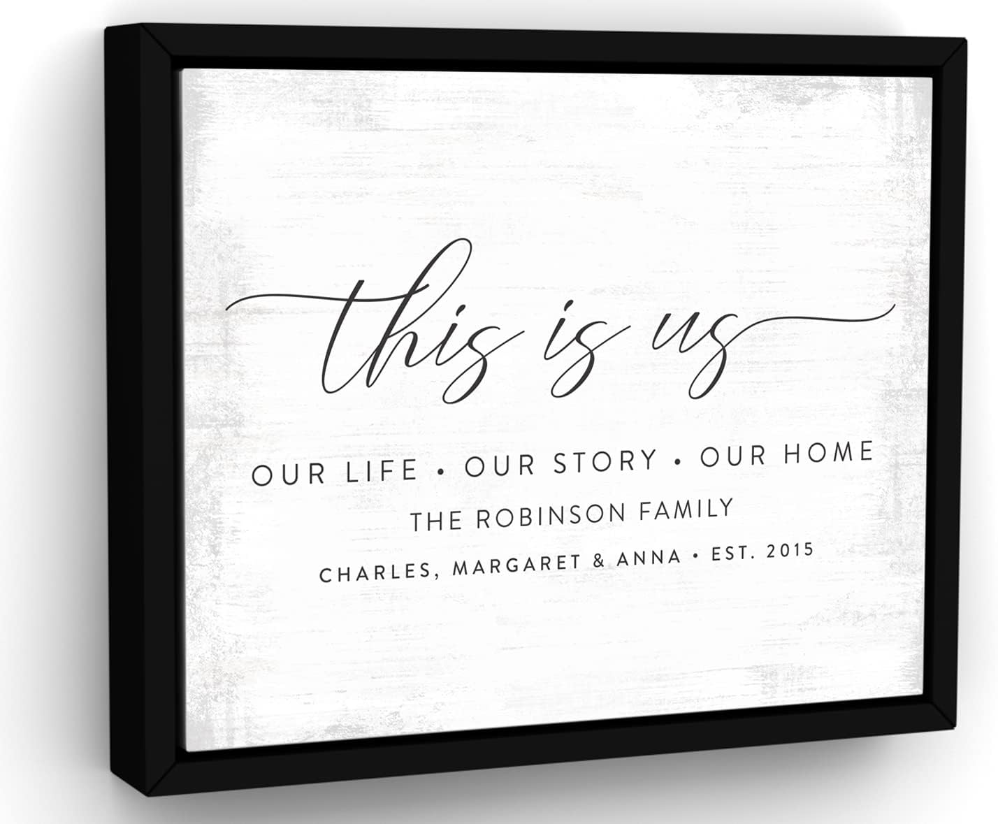 Custom Large This Is Us Sign Personalized Blended Family Names Sign, Our Life Our Story Our Home Framed Wood 11"x14"