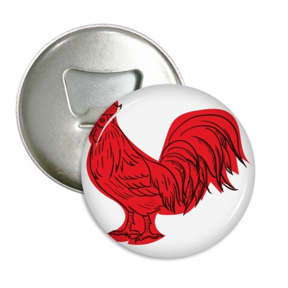 Décapsuleur Aimant de réfrigérateur Coq 2017 badge bouton rouge
