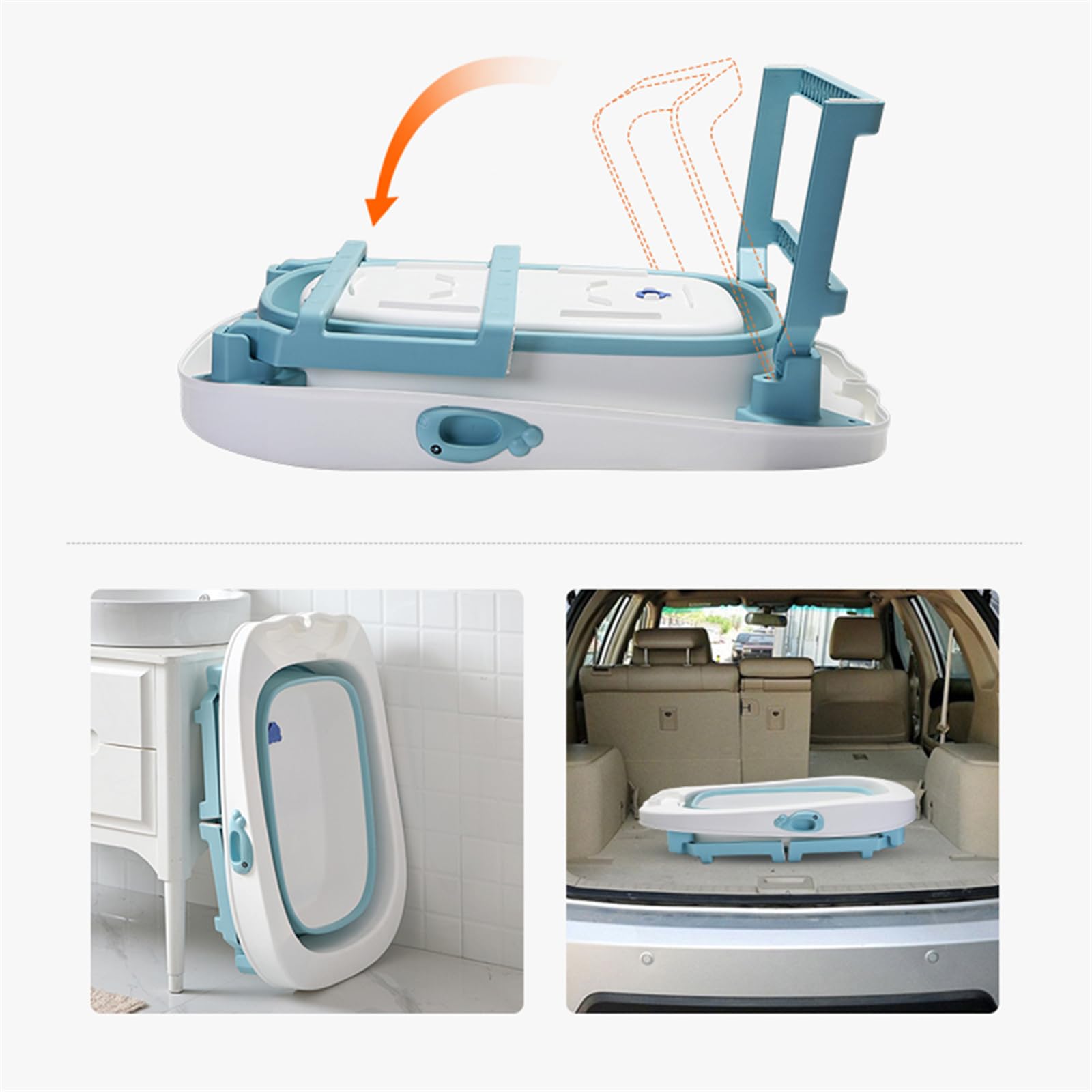 Homewell Bañera Plegable Para Niños, La Bañera Contiene Un Asiento En El Interior, Haciendo El Baño Del Bebé Más Seguro Y Feliz (Azul)