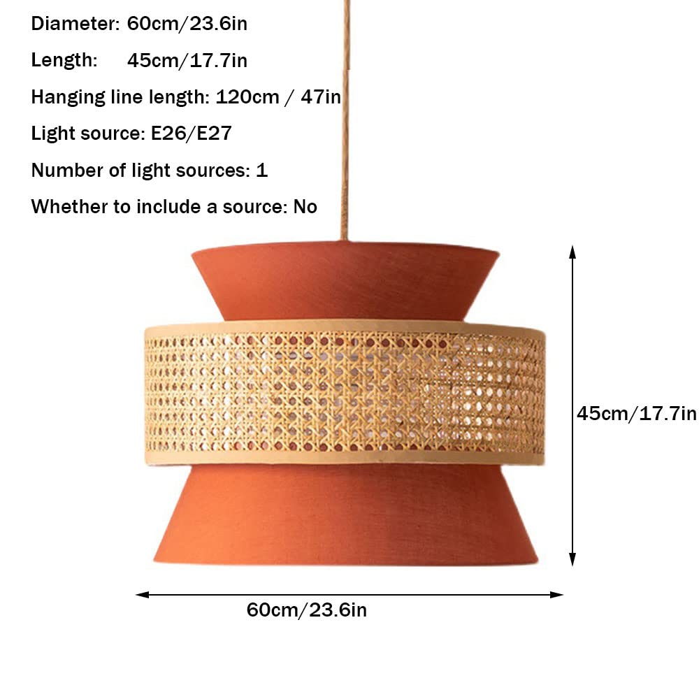 Lampada A Sospensione In Vimini Di Bambù Con Paralume Artistico In Tessuto Arancione Lampadari Per Lampadari Per Interni In Stile Rustico Lampada A Sospensione E27 Stile Vimini Rattan