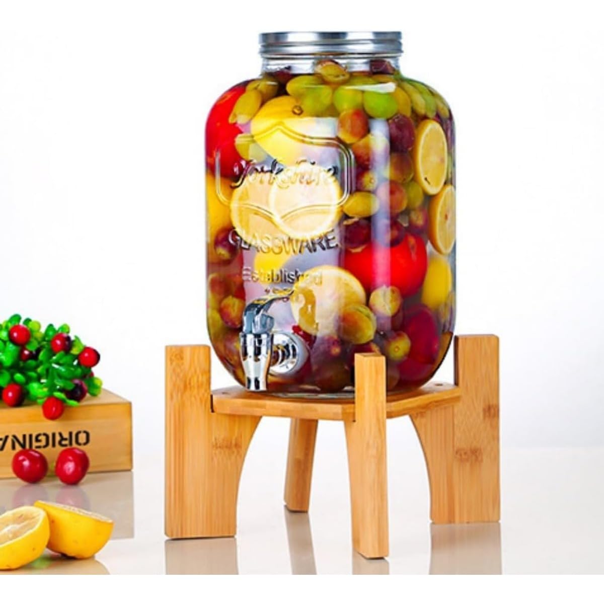 Amazon.co.jp: TAYOA ドリンクサーバー ガラス 8L / 10L 冷水筒 蛇口付き 大容量 竹製ブラケット/鉄フレーム 冷水筒  ウォータータンク 梅酒 ジュース ビール バレルディスペンサー 貯蔵容器 飲料収納 (鉄フレーム,10 L) : ホーム＆キッチン TAYOA ドリンクサーバー ガラス 8L / 10L 冷水筒 蛇口付き 大容量 竹製ブラケット/鉄フレーム 冷水筒 ウォータータン