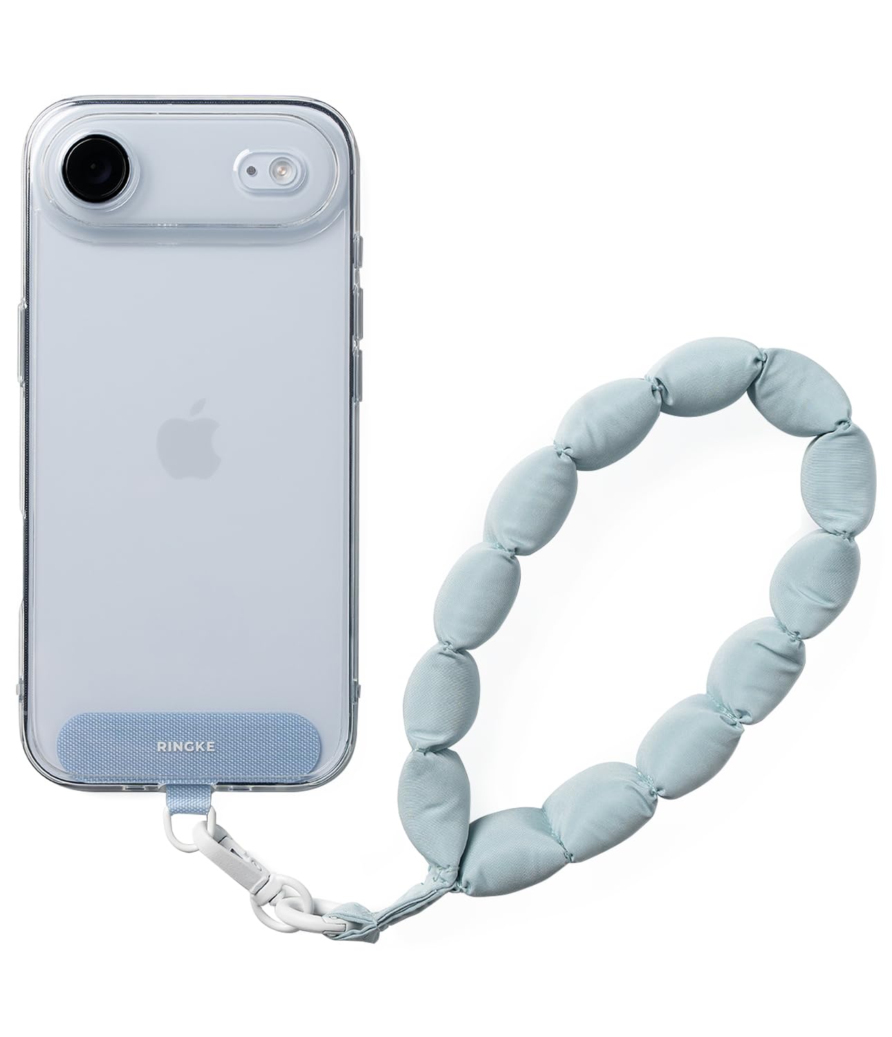 Ringke Holder Link Puffer Hand Strap with Patch [Soft & Plush] Quilted Puffy Wrist Lanyard with Carabiner & 360?Rotating Connector for Phones, Bags, Keys, etc. - Light Blue-image-32