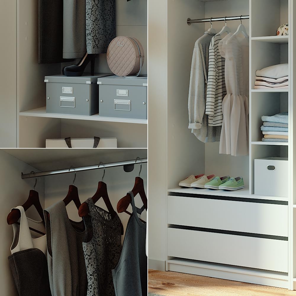 Vicco Kleiderschrank Elmo, Weiß, 180 x 200 cm 2er Set, für Flexible Aufbewahrung verschiedenster Kleidungsstücke