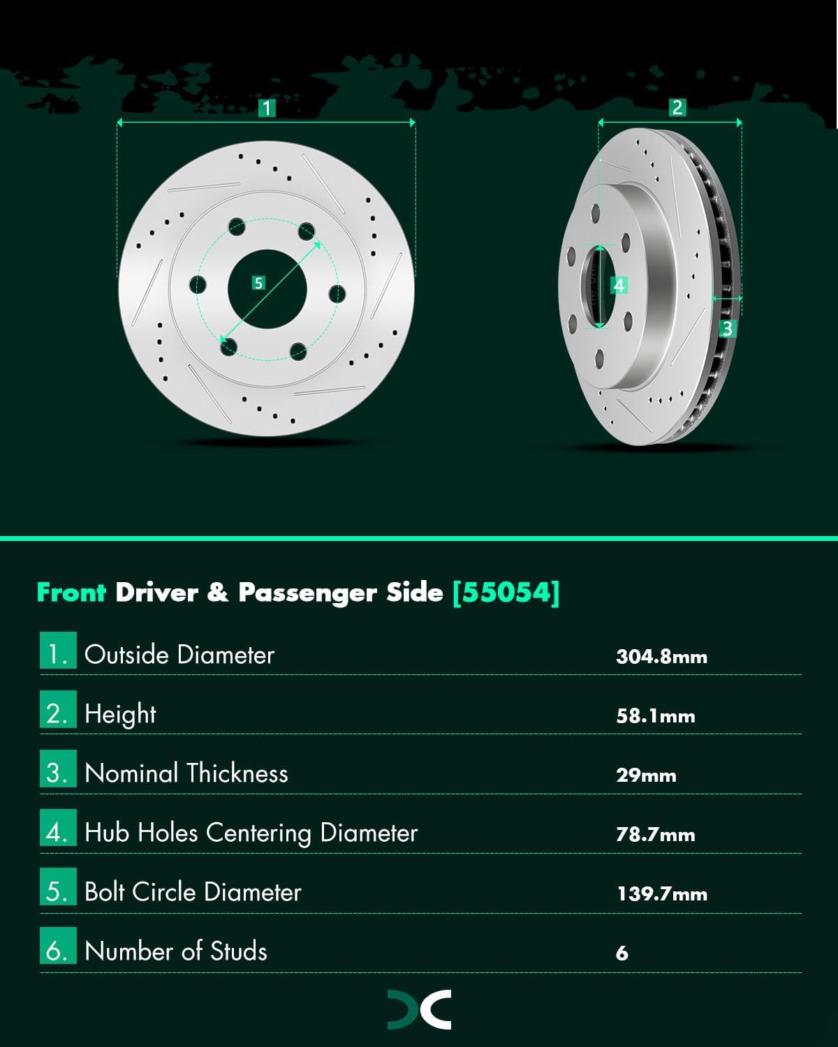 SCITOO Disc Brake Rotors Kits 55054 Front Vented Brake Rotors Fit For Cadillac For Escalade 2002-2006,For Cadillac For Escalade ESV 2003-2006,For Cadillac For Escalade EXT 2002-2006