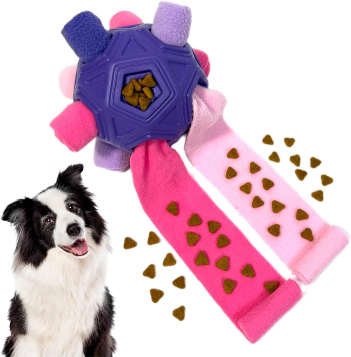 Snuffle Ball for Dog Toys Unbreakable Upgrade Ball Interactive Toy Foraging Snuffle Mat Puppy Treat Dispenser Slow Feeder Dog Puzzle Toys for Small, Medium, Large Pets (RedPink Purple)