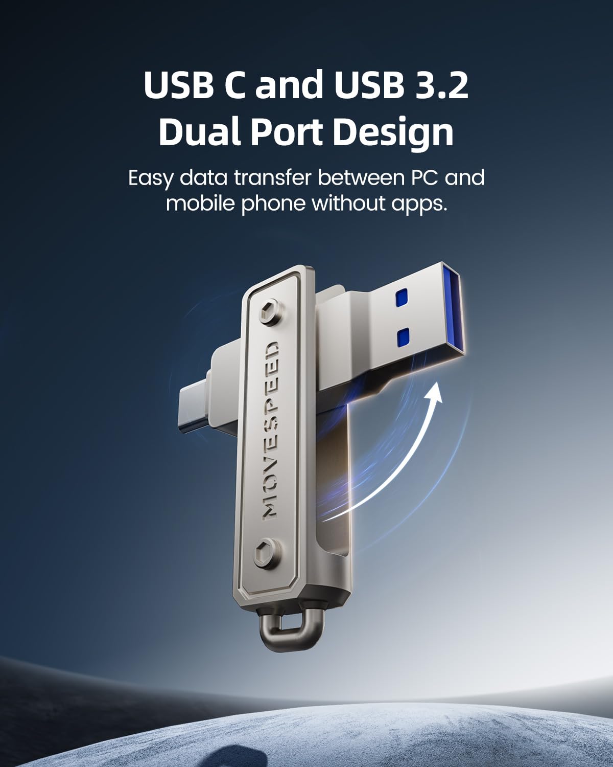 MOVE SPEED 128GB Memory Stick, 130 MB/s Thumb Drive with Type-C + USB 3.2 Dual Port, High Speed Pendrive Compatible with 3.1/3.0/2.0 for iPhone 16/15 Series, Android, MacBook/Pro/Air(1 Pack)