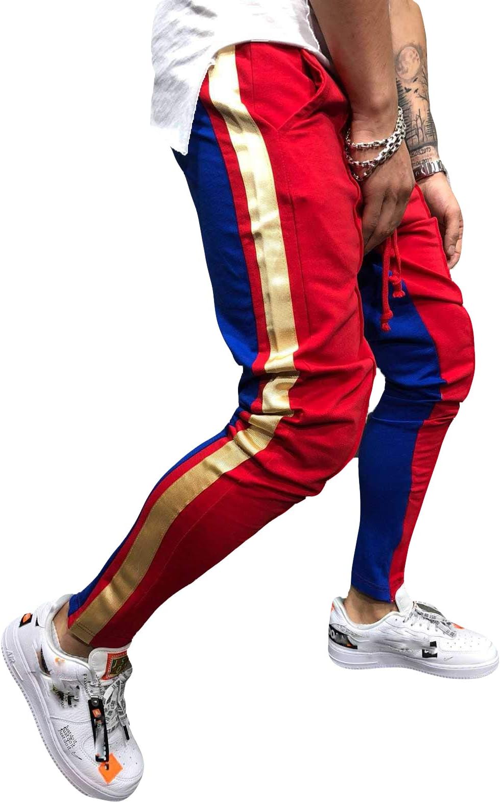 Men's Casual Joggers Trousers Slim Fits Breathable Sport Tracksuit Cotton Tapered Pants