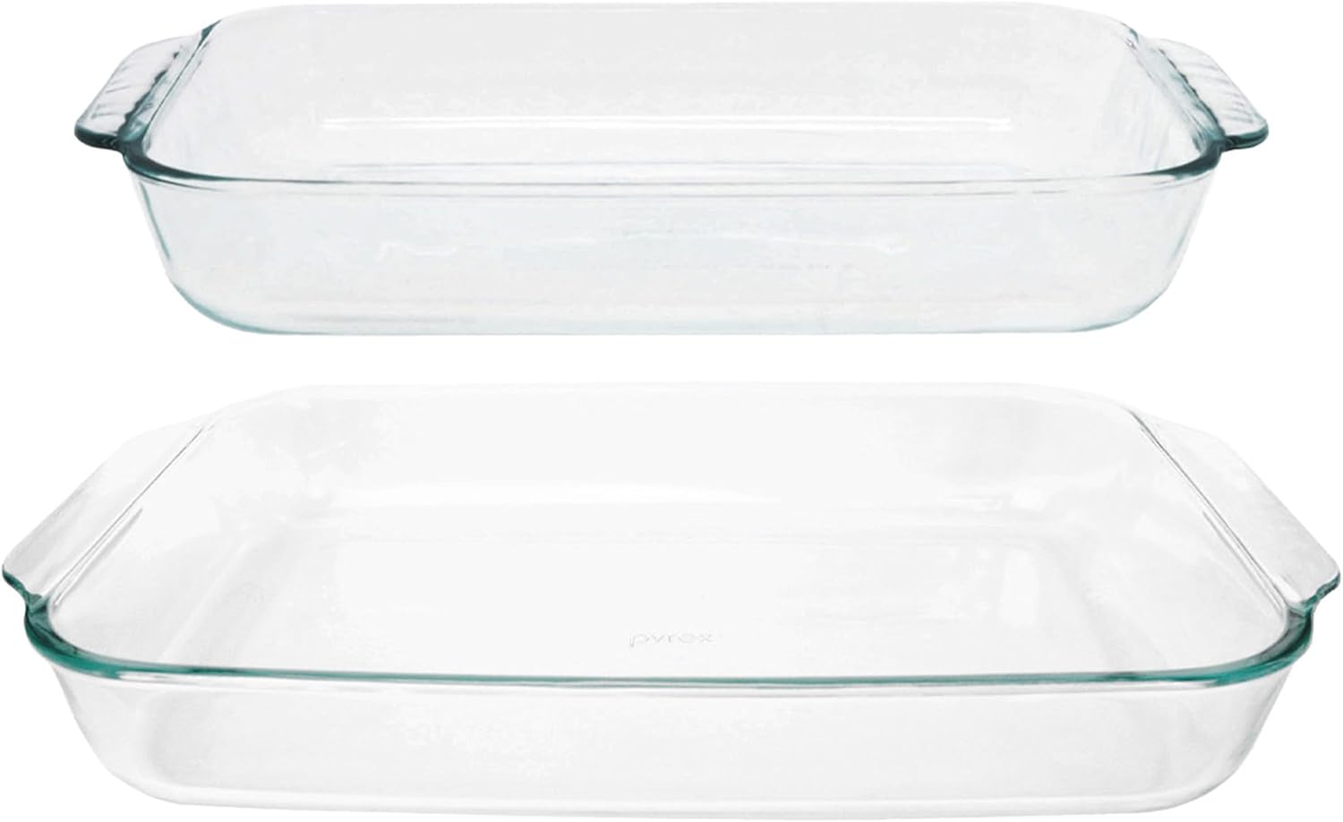 Pyrex Basics Clear Glass Oblong Baking Dish Set, 2-Piece Value Pack (3-Quart & 2-Quart) - Oven, Microwave and Dishwasher Safe, Perfect for Casseroles, Deserts, Food Preparations and so much More - Made in USA