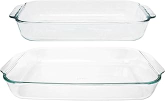 Basics Clear Glass Oblong Baking Dish Set, 2-Piece Value Pack (3-Quart & 2-Quart) - Oven, Microwave and Dishwasher Safe, Perfect for Casseroles, Deserts, Food Preparations and so much More - Made in USA