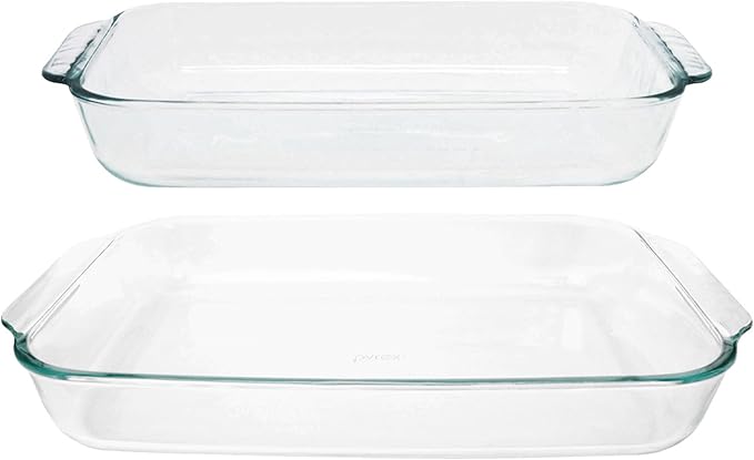 Pyrex Basics Clear Glass Oblong Baking Dish Set, 2-Piece Value