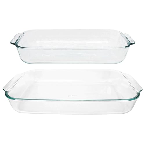 Basics Clear Glass Oblong Baking Dish Set, 2-Piece Value Pack