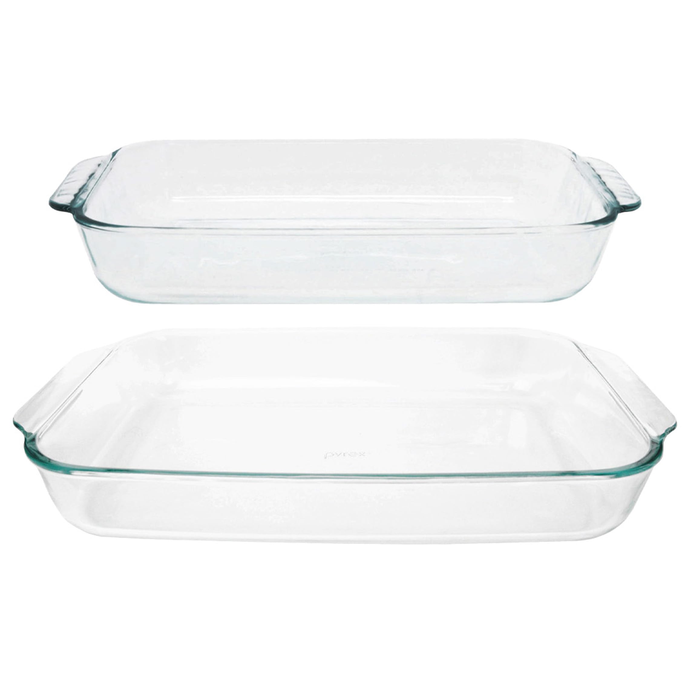 Basics Clear Glass Oblong Baking Dish Set, 2-Piece Value Pack (3-Quart & 2-Quart) - Oven, Microwave and Dishwasher Safe, Perfect for Casseroles, Deserts, Food Preparations and so much More - Made in USA