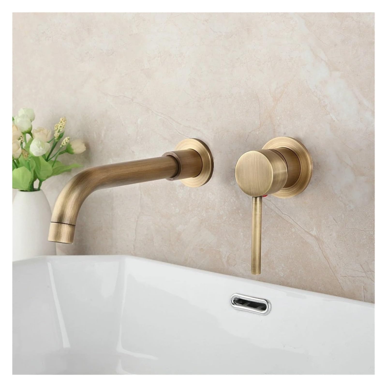 Robinet mitigeur mural en laiton massif antique pour cuisine de prestige