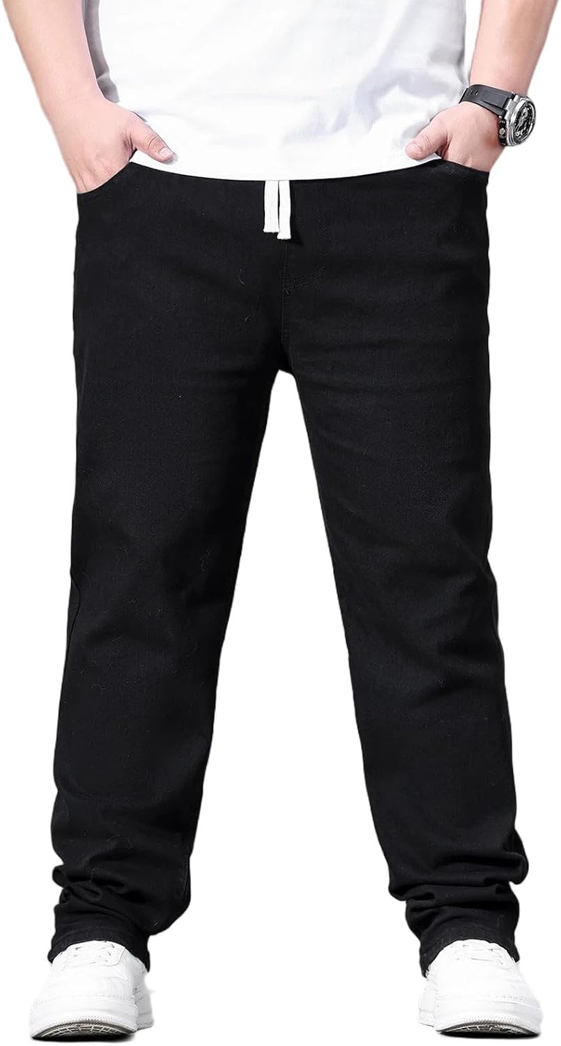 Black Jeans Men Casual Loose Wide Leg Pants Y2k Cargo Streetwear | Multiple pockets ,Outdoor Hiking, Camping,Travel,Fishing,Loose Fit,Plain, Daily casual,，Vintage,Chill，Athletic，Baseball