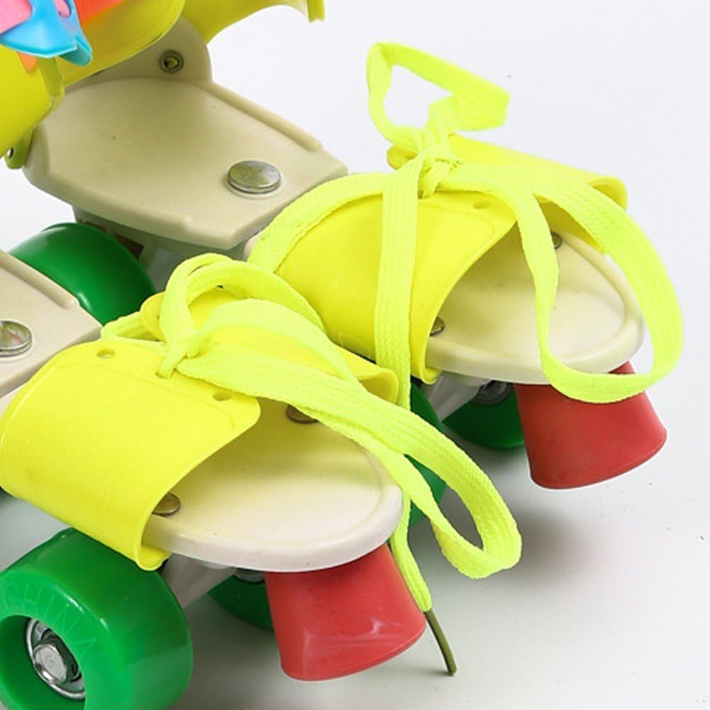 Roller Skates, Adjustable Kids Roller Skates for Beginners Double Row 4 Wheel Skating Shoes Rainbow Color Roller Skates Rollerskates for Kids