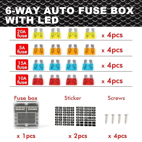 Miniatura 4 de CNNELL Caja de fusibles de hoja de bloque de fusibles de 6 vías con indicador LED para 12 V 24 V coche marino 6 circuitos portafusibles bloque de