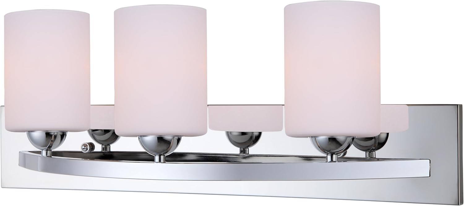 Canarm IVL370A03CH-O Ltd Hampton 3 Light Vanity with Flat Opal Glass, Chrome