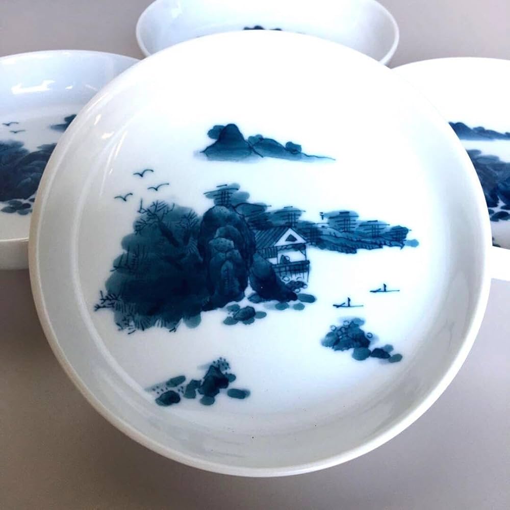 haru　伊万里鍋島焼　畑萬陶苑　水芭蕉　皿５枚　染付 haru 伊万里鍋島焼 畑萬陶苑 水芭蕉 皿5枚 染付 haru