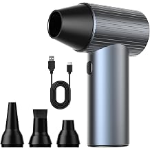 SwiftFlow X7 Compressed Air Duster, Ultra-Powerful Electric Air Duster, 3-Speed Adjustable Rechargeable Cordless Air Blower for Computer, Keyboard, Home, Outdoor and Car