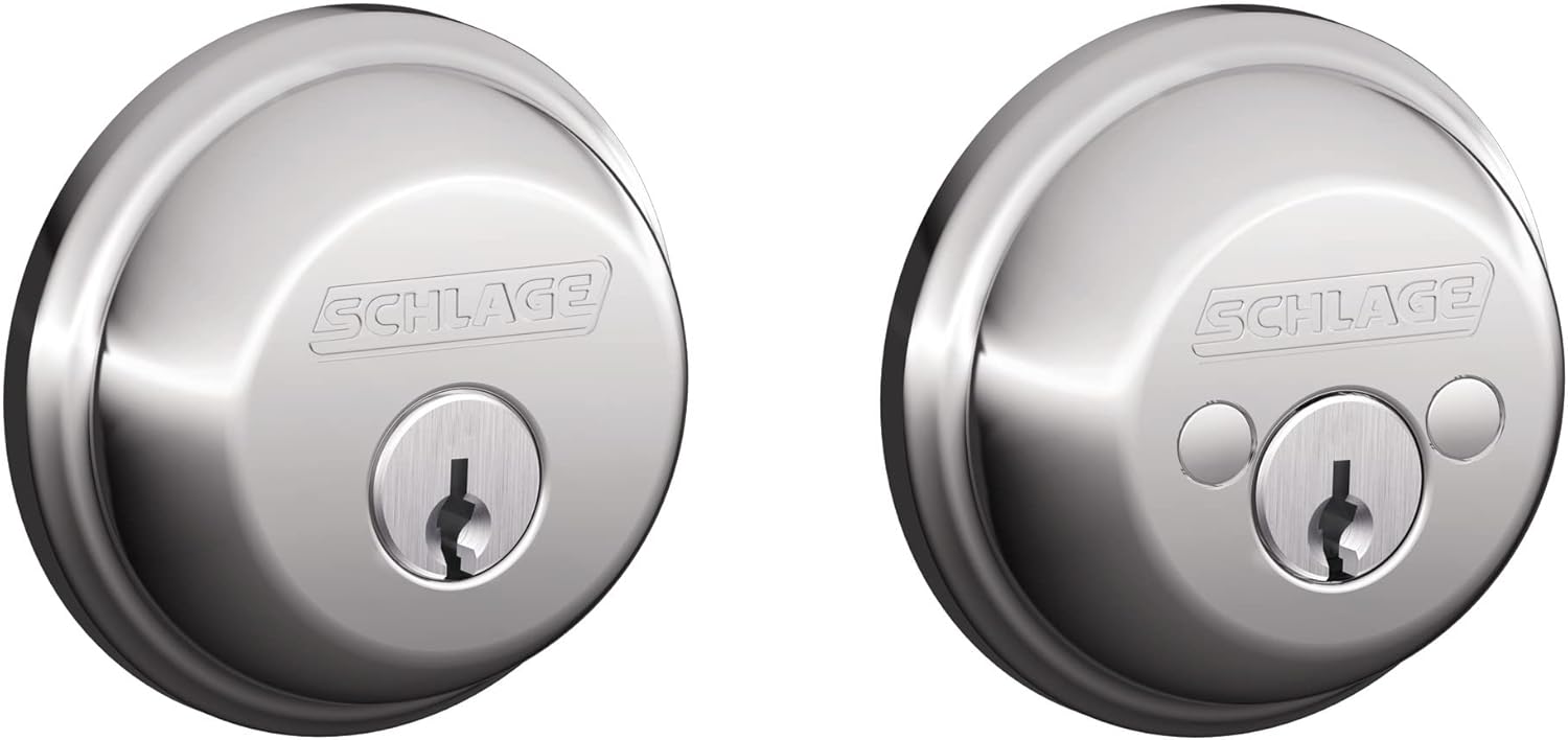 SCHLAGE B62N625 Deadbolt, Keyed 2 Sides, Bright Chrome Door Dead