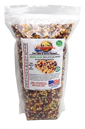 3.9 LB Heirloom Multi-colored Popcorn Kernels Non-GMO USA Grown Low Calorie High Fiber Snack Perfect Movie Night All Natural, Vegan, Gluten Free INTL POP