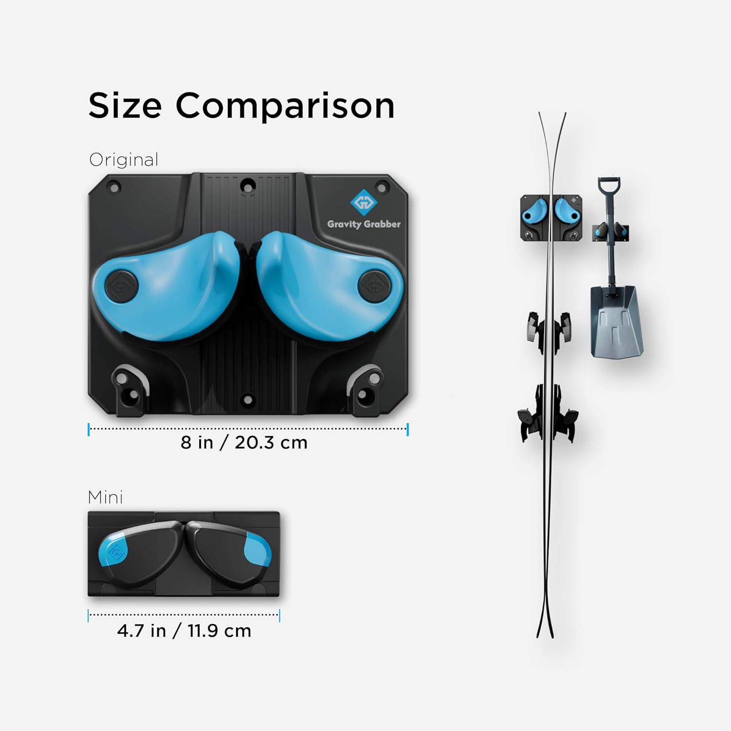 Gravity Grabber Mini – Compact Wall Rack for Tools & Sports Gear | Secure, Non-Slip Storage | Fits Handles up to 1.5 in | Garage Organization | Tool Storage Rack | Sports Equipment Organizer | 3 Pck