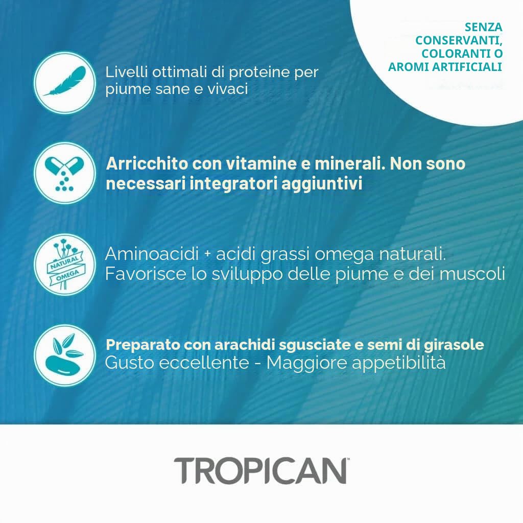Hari Granuli di Cockatiel Tropican Lifetime 820 g