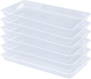 Plastic Plant Trays - 6 Pack Rectangular, Long Narrow Indoors Outdoor Plant Water Drip Trays for Flower Pot Planter, Windowsill (11 x 6 Inch, Clear)