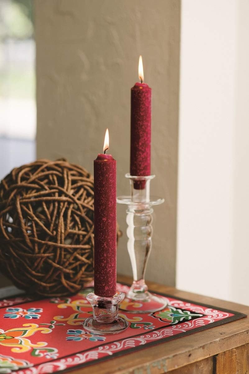 Root Candles Unscented Dinner Candles Premium Beeswax Blend Boxed Candle Set, 9-Inch, Garnet, 4-Count