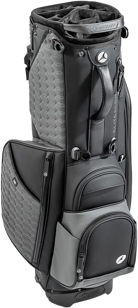 Motocaddy EliteFLEX Stand Bag, Premium Hybrid Golf Stand Bag with 14-Way Divider, Lightweight PU Leather Carry Design, Stand Legs and Cart Compatible for Golf Clubs, Charcoal/Black