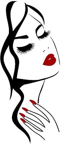 Miniatura 5 de Adhesivo decorativo para pared, salón de belleza, manicura, arte de pared, hermosa niña, cara, labios, decoración del hogar, peluquería, decoración