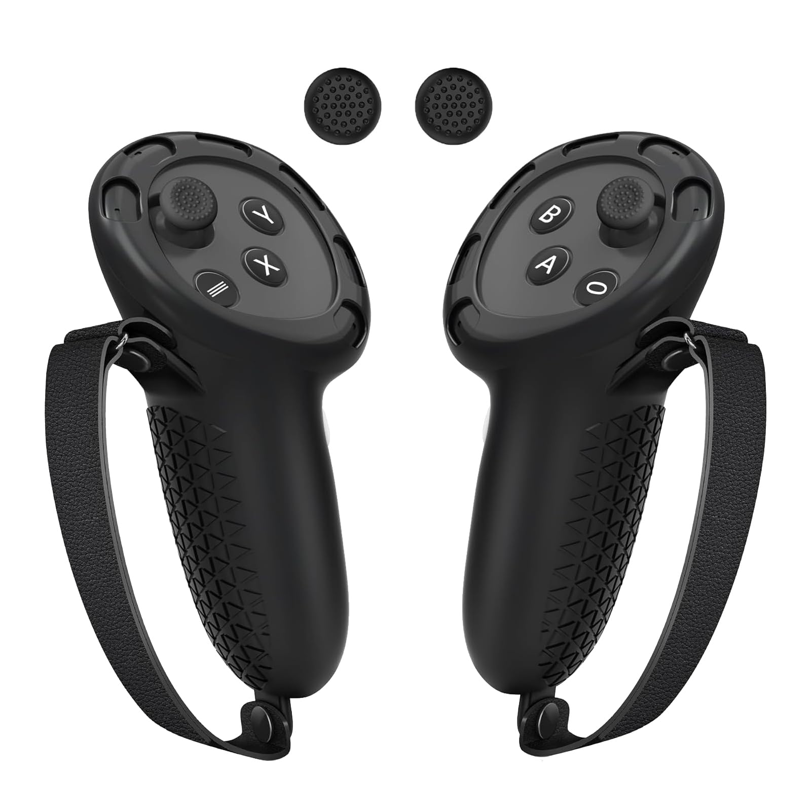 Photo 1 of Controller Grip Cover for Quest 3 Silicone Grips Strap Cover Protector with Knuckle Straps Antiskid Oculus Meta Quest 3 VR Accessories Black