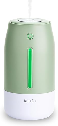 Miniatura 10 de Aqua Glo - Humidificadores portátiles personales para dormitorio, humidificador ultrasónico de niebla fría con batería recargable integrada. Cuarzo