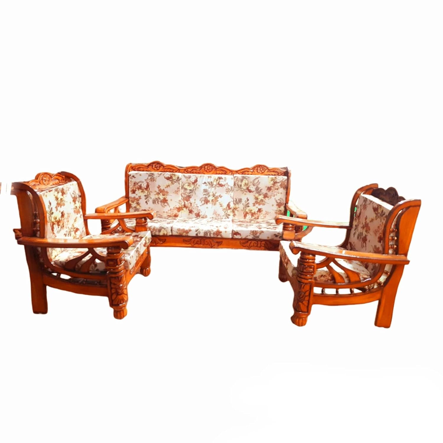 Solid Teak Wood Standard Sofa Set 5 Seater for Living Room Furniture Wooden 5 Seater Sofa Set