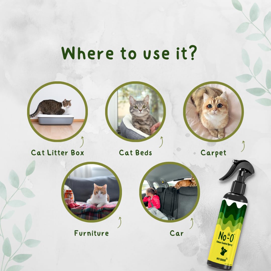 No-O Cat Litter Spray 200 ml | Odour Eliminator & Litter Box Freshener | Removes Bad Smell Instantly | Long-Lasting Freshness for Cat Areas 4
