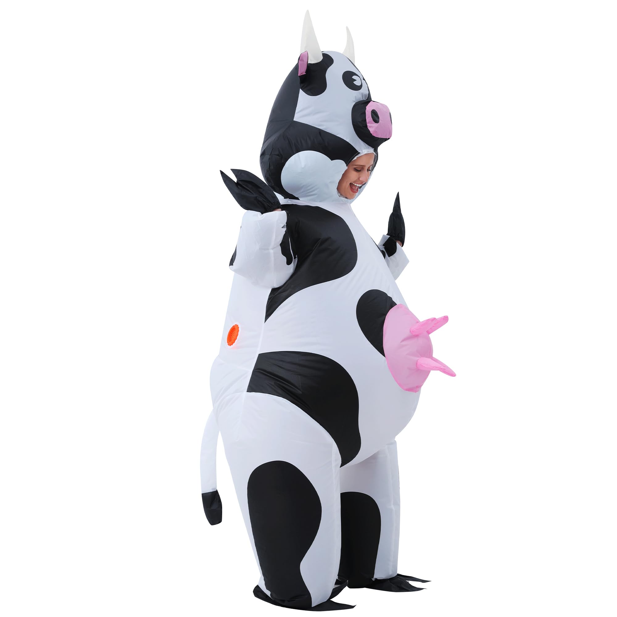 Costume Gonflable de Vache, Costume de Vache Amusant, Déguisement Animal Drôle, Idéal pour Costumes d'Halloween, Noël, Carnaval, Cosplay, Fêtes et Soirées à Thème, Mascarades