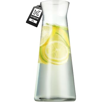 KADAX Glass Carafe Water Carafe Made of Durable Glass Dishwasher Safe Drink Carafe Lead-Free Water Jug Carafe for Water Juice Lemonade Milk 1 Litre ... B0CHMQ2KP3