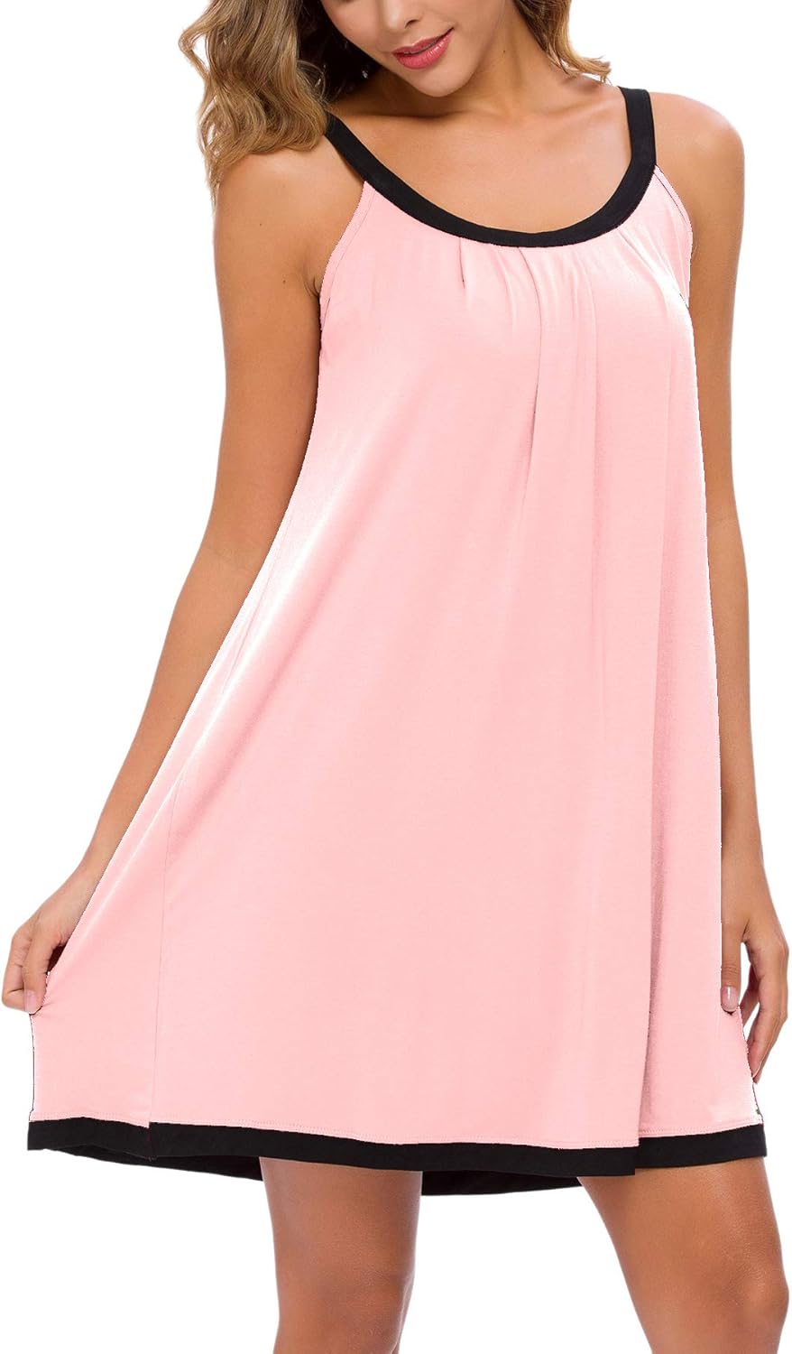 AVIIER Womens Nightgown Soft Cotton Sleeveless Sleep Shirts Wide Strap Nightshirts Full Slip Sleepwear - Image 2