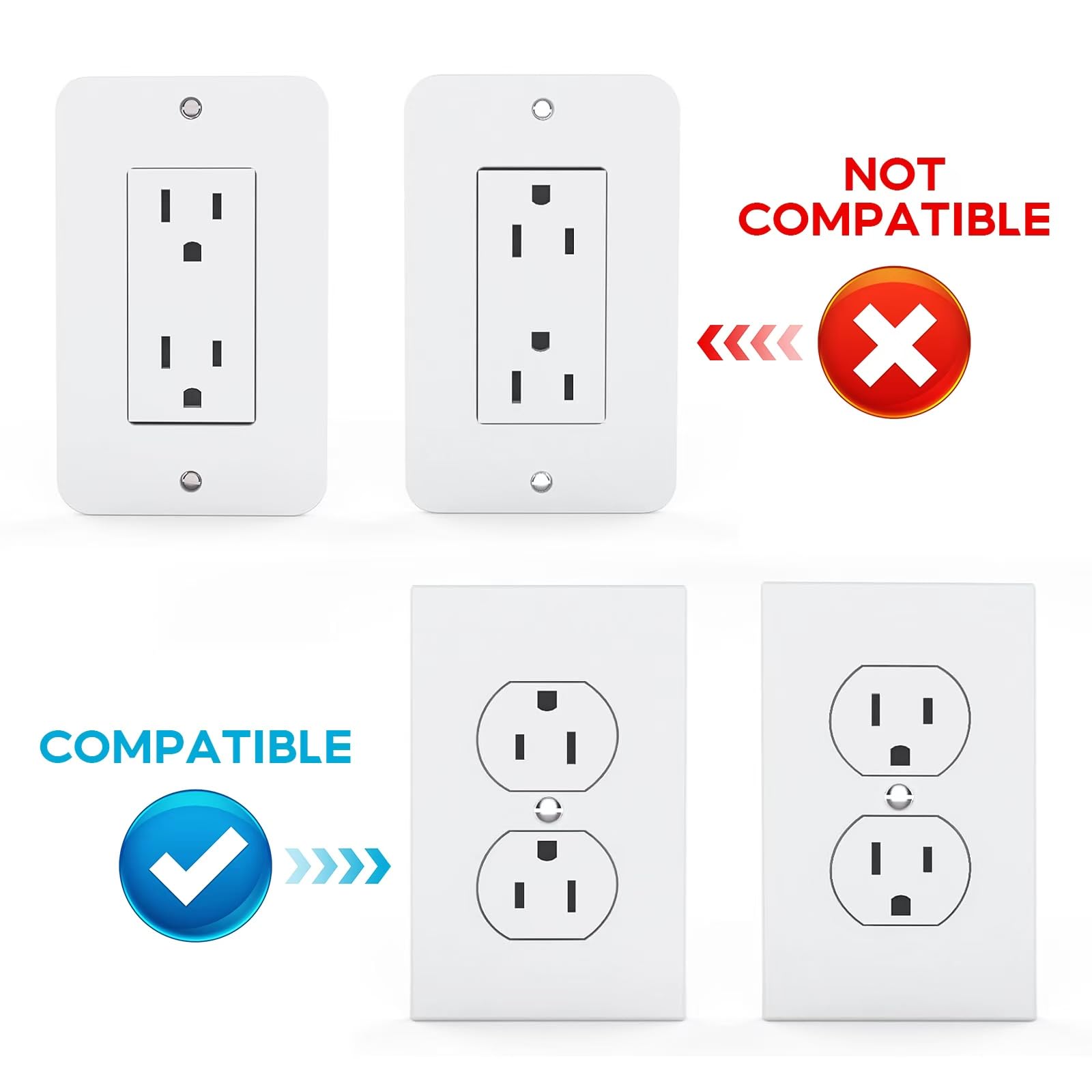 Outlet Shelf Wall Holder - White Built-in Outlet Shelf with Cable Management for Smart Home, Power Tools & Toothbrush - Vertical Duplex Organizer Saves Space, Holds Smart Speakers, Phones & More