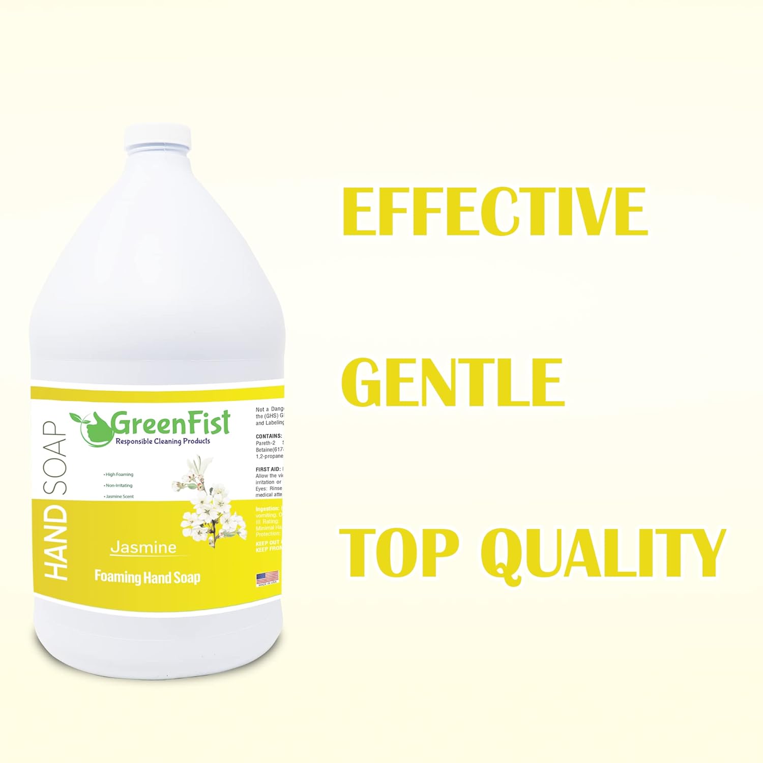 GreenFist Foaming Hand Soap Refills Jasmine Scent Jug Foam Refill Made in USA, 128 ounce (1 Gallon)