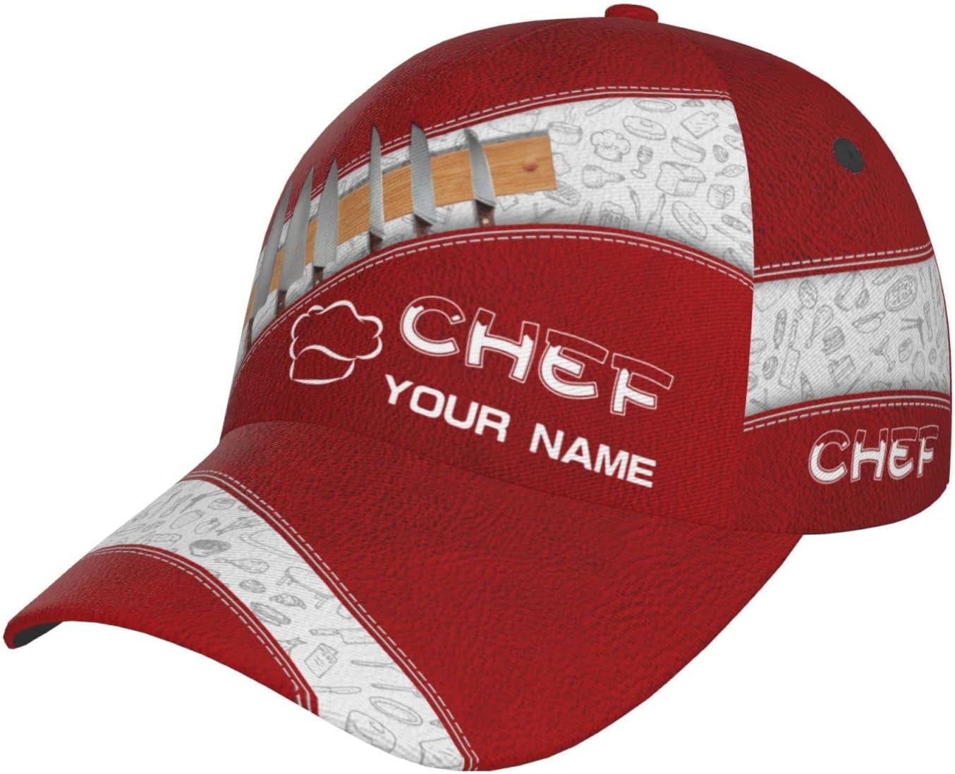Chef Cap Unisex Baseball Caps Custom Name Text Dad Hat 3D Adjustable Cooking Hats for Men Husband Brother Boyfriend
