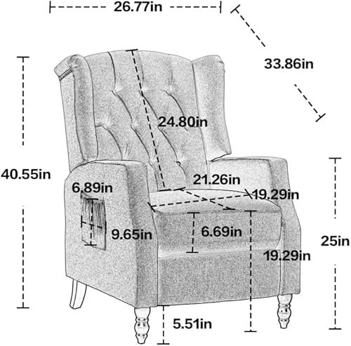 Miniatura 2 de Cómoda silla reclinable, silla decorativa tapizada con respaldo copetudo y cojín de asiento grueso, moderno sofá individual silla de ocio para sala
