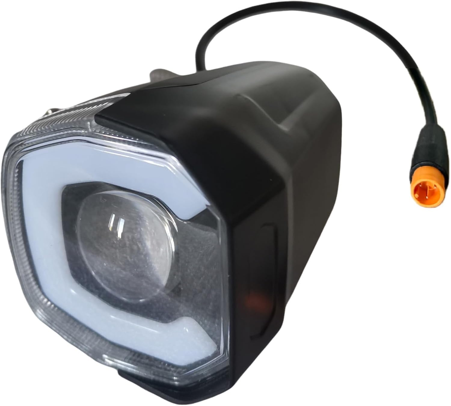 Electric Bike LED Headlight 3 Pin 12V to 72V Ebike Front Light with Built-in Horn for Night Riding IP6X Waterproof Connector 12V Commuting & Mountain Riding Bright Bicycle Horn Light for E-Scooter