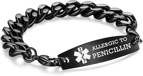 Miniatura 193 de Brazaletes de alerta médica ajustables de 7.5" a 9" para mujer/hombre, de acero inoxidable, intercambiables